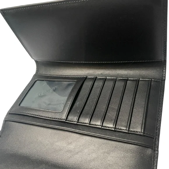 Coach Leatherware Black Signature Jacquard Canvas & Leather Trim Trifold Wallet - Picture 9 of 13